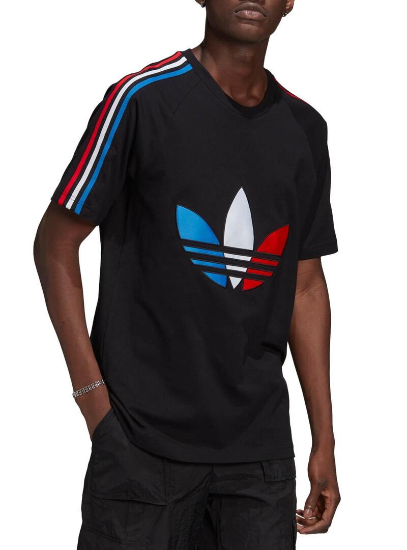 T Shirt Adidas Adicolor Tricolor Nero Uomo