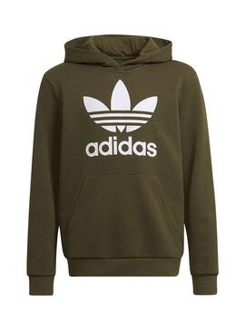 Felpa Adidas Trefoil Verde per Bambino