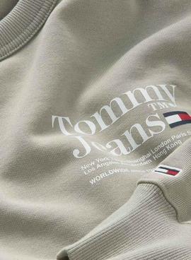 Felpa Tommy Jeans Text Beige per Uomo