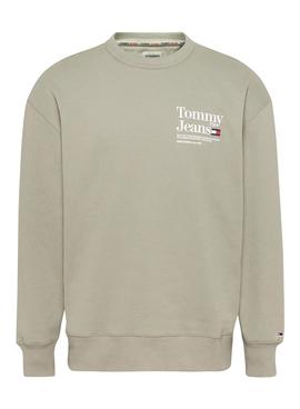 Felpa Tommy Jeans Text Beige per Uomo