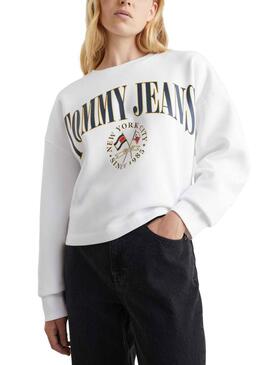 Felpa Tommy Jeans Crop Relaxed Donna Bianco