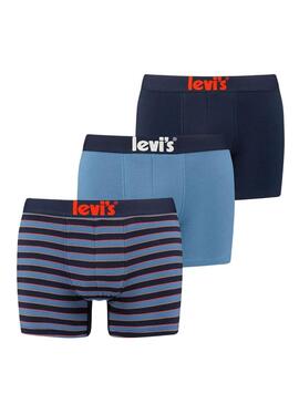 Pack Mutande Levis Strisce e Liso Blu Navy Uomo