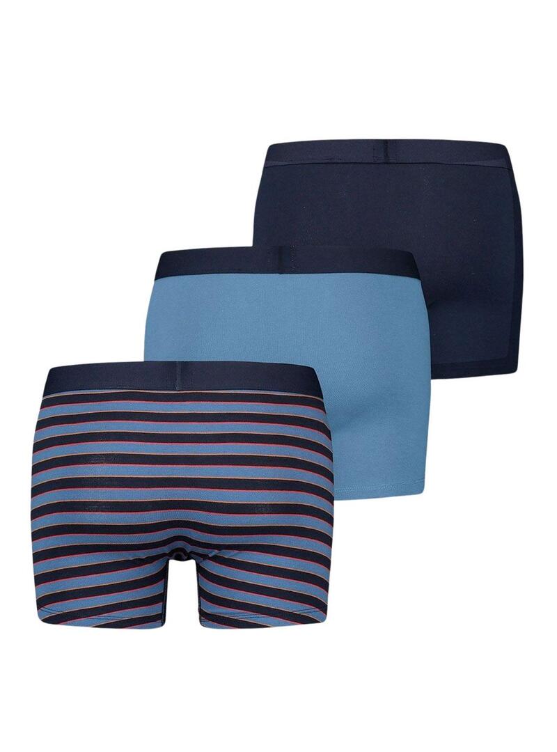 Pack Mutande Levis Strisce e Liso Blu Navy Uomo