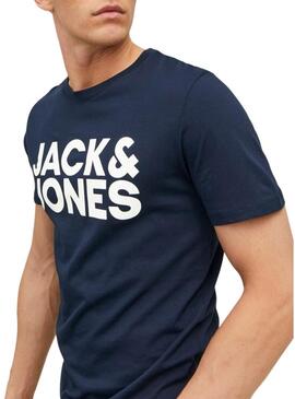 T-Shirt Jack & Jones Corp Logo Slim Blu Navy