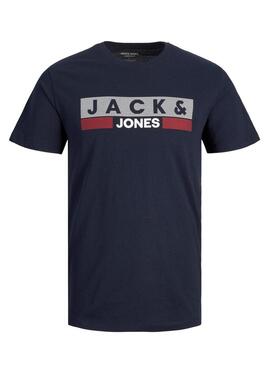 T-Shirt Jack & Jones Corp Logo Blu Navy Uomo