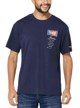 T-Shirt Tommy Jeans Relaxed Blu Navy per Uomo