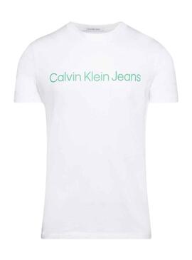 T-Shirt Calvin Klein Logo Slim Bianco per Uomo