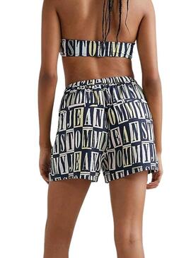 Shorts Tommy Jeans Spellout Blu Navy per Donna