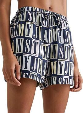 Shorts Tommy Jeans Spellout Blu Navy per Donna