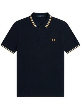 Polo Fred Perry Twin Tipped Blu Navy per Uomo