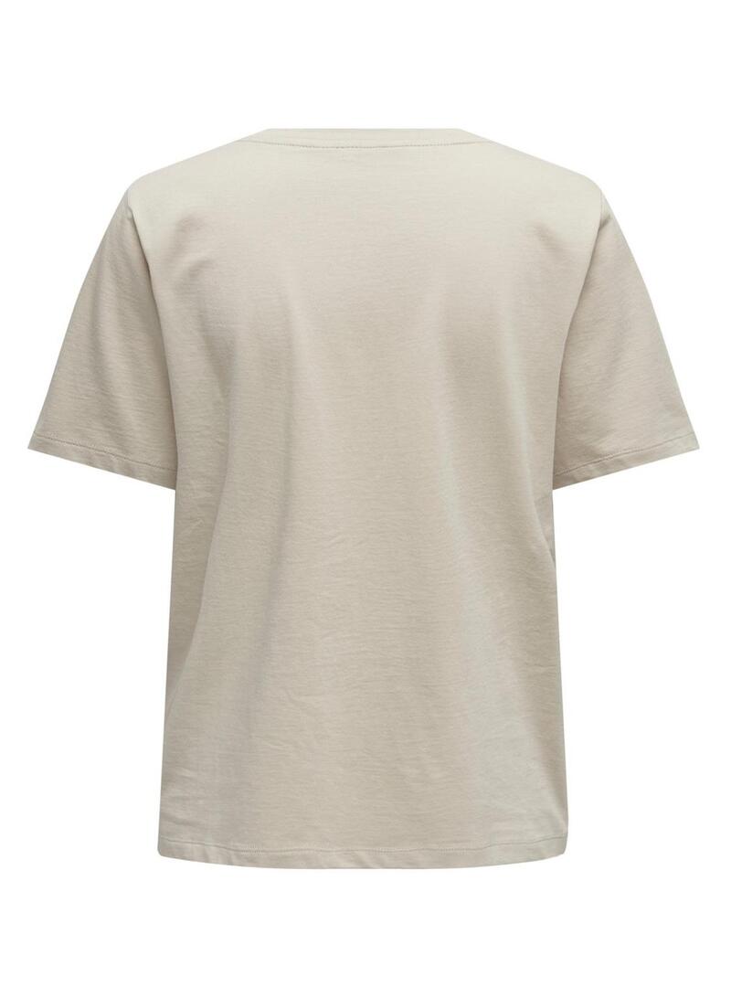 T-Shirt Only Lonely Beige per Donna