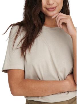 T-Shirt Only Lonely Beige per Donna