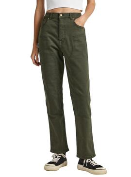 Pantaloni Pepe Jeans Celyn Work Verde per Donna