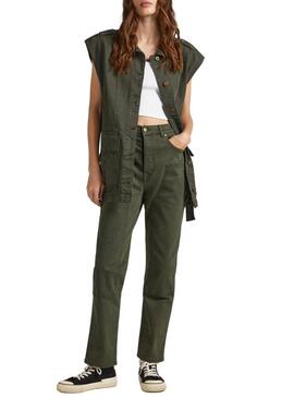 Pantaloni Pepe Jeans Celyn Work Verde per Donna