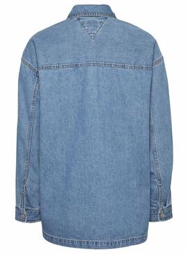 Overshirt Tommy Jeans Denim Blu per Donna