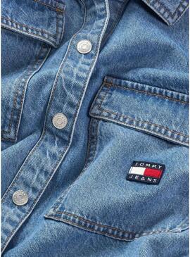 Overshirt Tommy Jeans Denim Blu per Donna