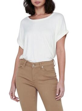 T-Shirt Only Moster Bianco Beige per Donna