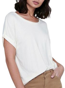 T-Shirt Only Moster Bianco Beige per Donna