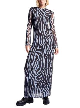 Vestito Tommy Jeans Zebra Maxi Blu per Donna