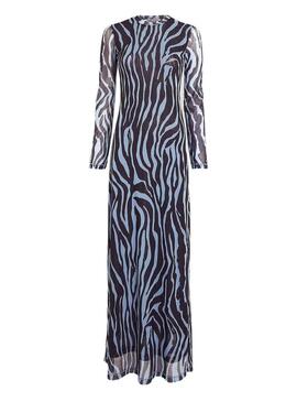 Vestito Tommy Jeans Zebra Maxi Blu per Donna