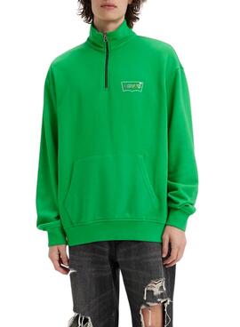 Felpa Levis Relaxed Graphic Zip Verde Uomo