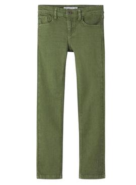 Pantaloni Name It Theo Slim Verde per Bambino