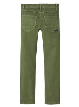 Pantaloni Name It Theo Slim Verde per Bambino