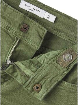 Pantaloni Name It Theo Slim Verde per Bambino