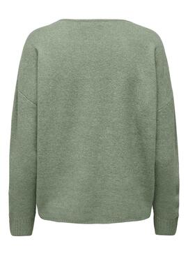 Pullover Only Rica Life Collo a V Verde per Donna