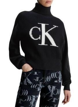 Pullover Calvin Klein Jeans Blown CK Nero Donna