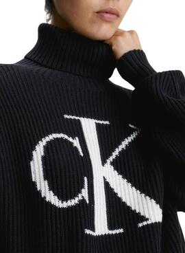 Pullover Calvin Klein Jeans Blown CK Nero Donna