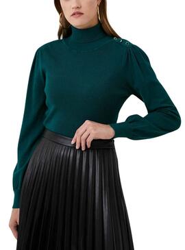 Pullover Naf Naf Verde Ribbed per Donna