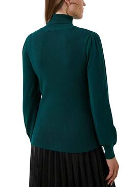 Pullover Naf Naf Verde Ribbed per Donna