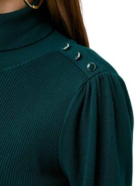 Pullover Naf Naf Verde Ribbed per Donna