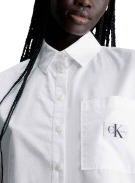 Camicia Calvin Klein Cropped Bianco per Donna