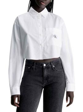 Camicia Calvin Klein Cropped Bianco per Donna