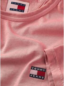 Maglietta Tommy Jeans Washed Badge Rosa per Uomo