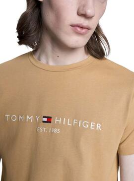 Maglietta Tommy Hilfiger Logo Kaki per Uomo