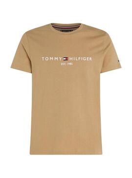 Maglietta Tommy Hilfiger Logo Kaki per Uomo