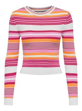 Maglia a righe rosa a maniche corte Only Meleka per donna