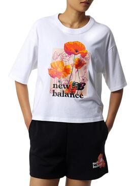 T-Shirt New Balance Essentials Super Bloom Bianco