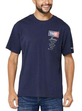 T-Shirt Tommy Jeans Relaxed Blu Navy per Uomo