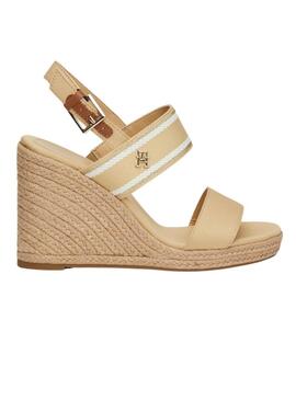 Sandali con zeppa alta in tessuto Tommy Hilfiger beige donna