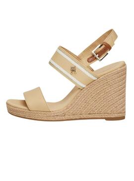 Sandali con zeppa alta in tessuto Tommy Hilfiger beige donna