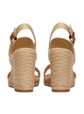 Sandali con zeppa alta in tessuto Tommy Hilfiger beige donna