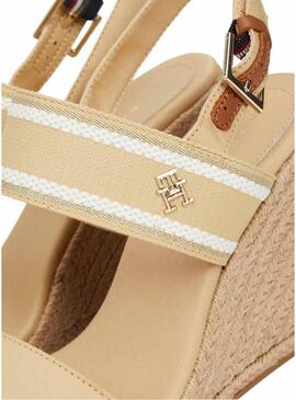 Sandali con zeppa alta in tessuto Tommy Hilfiger beige donna