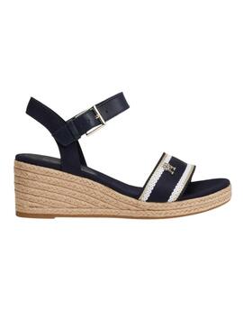 Sandali con zeppa in tessuto Tommy Hilfiger blu scuro donna