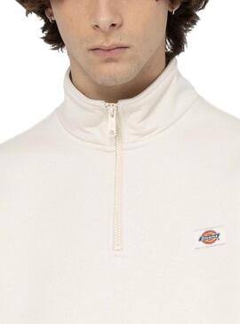 Felpa Dickies Oakport Quarter Zip Beige per Uomo