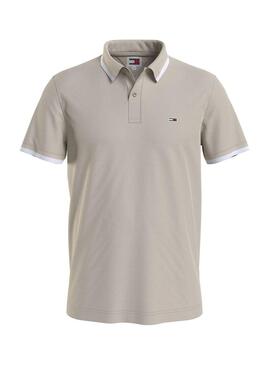 Polo Tommy Jeans Solid Tipped Regular Beige per uomo