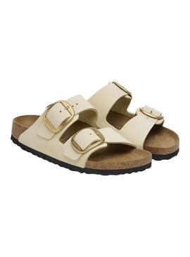 Sandali Birkenstock Arizona con fibbia beige per donna